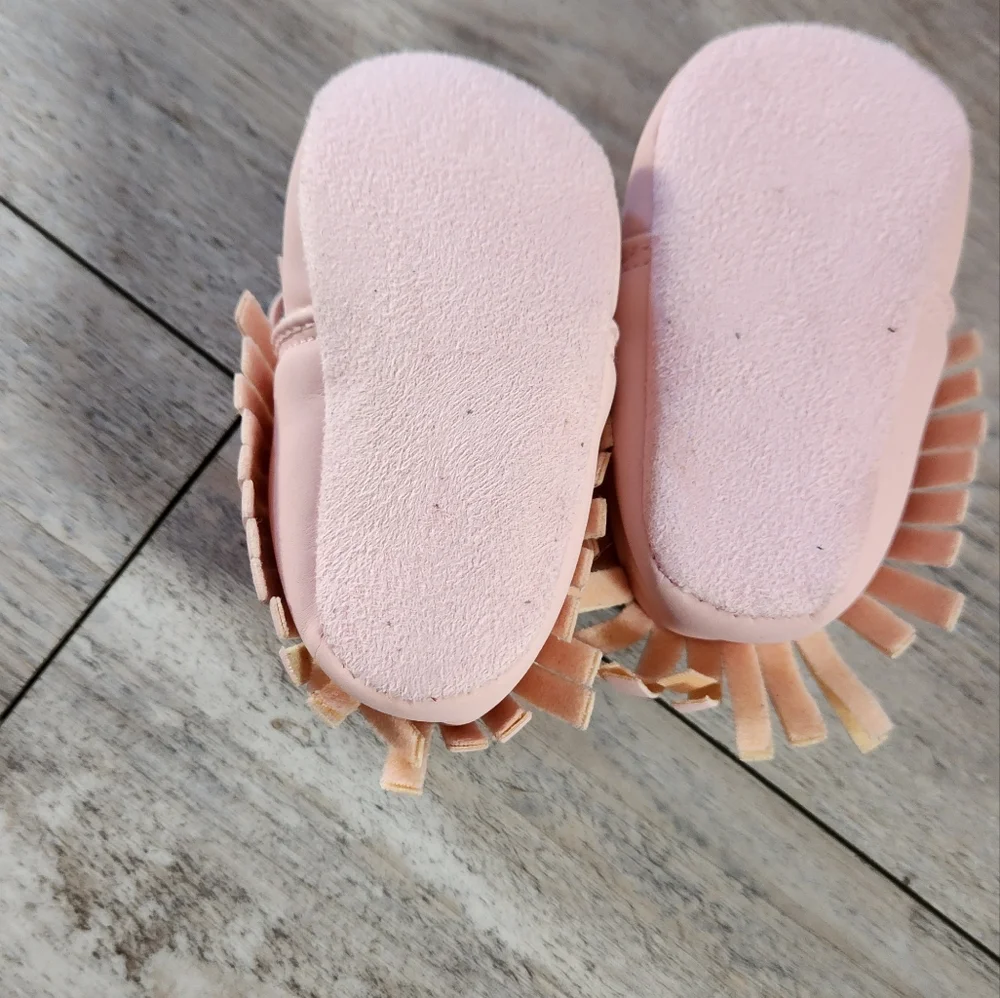 First Steps Baby Girl Soft Pink Moccasin Shoes